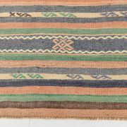 Kilim Vintage Anatolien, Rayures Tribales et Motifs Géométriques Pastel