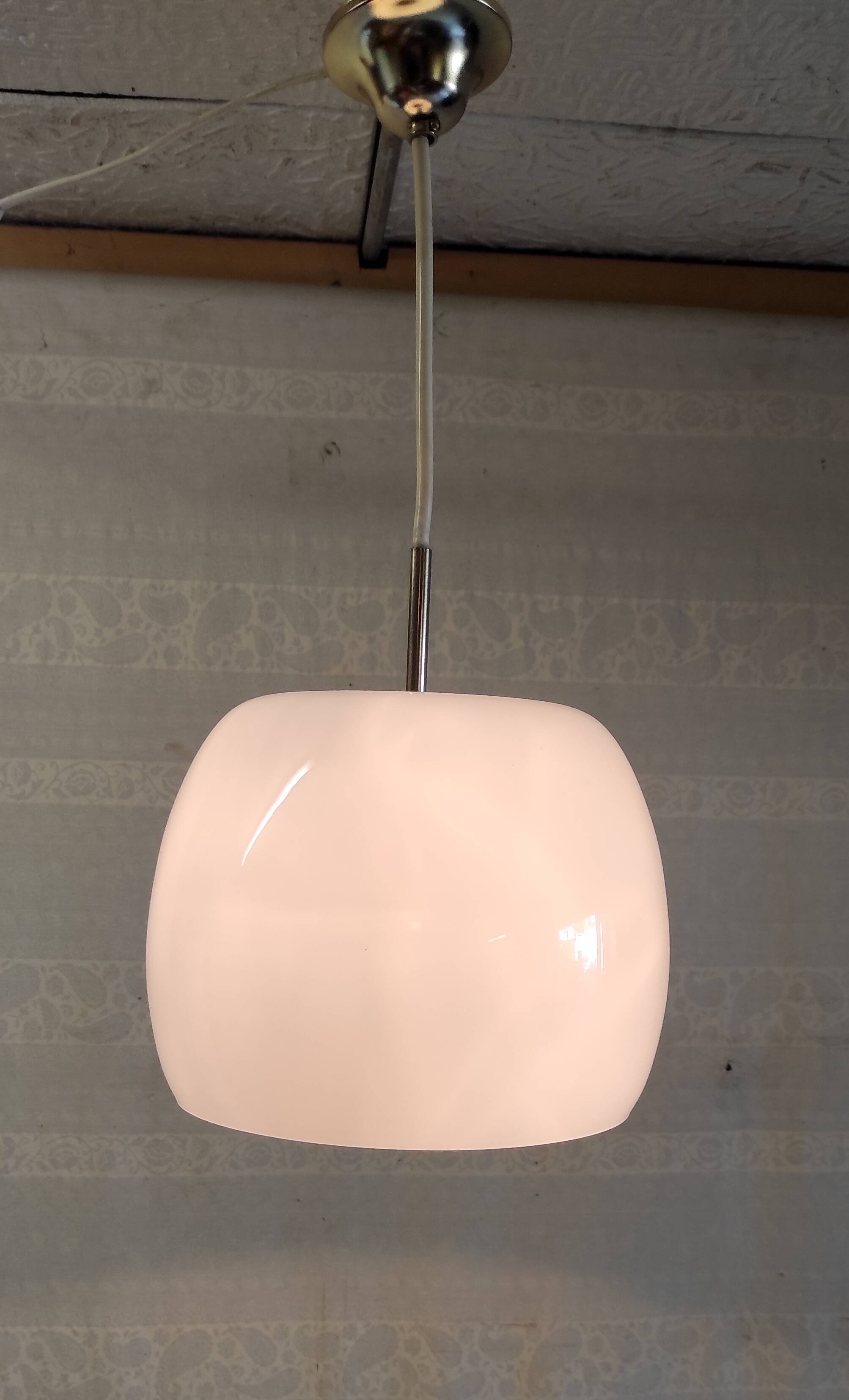 Opaline globe pendant light - mid-20th century