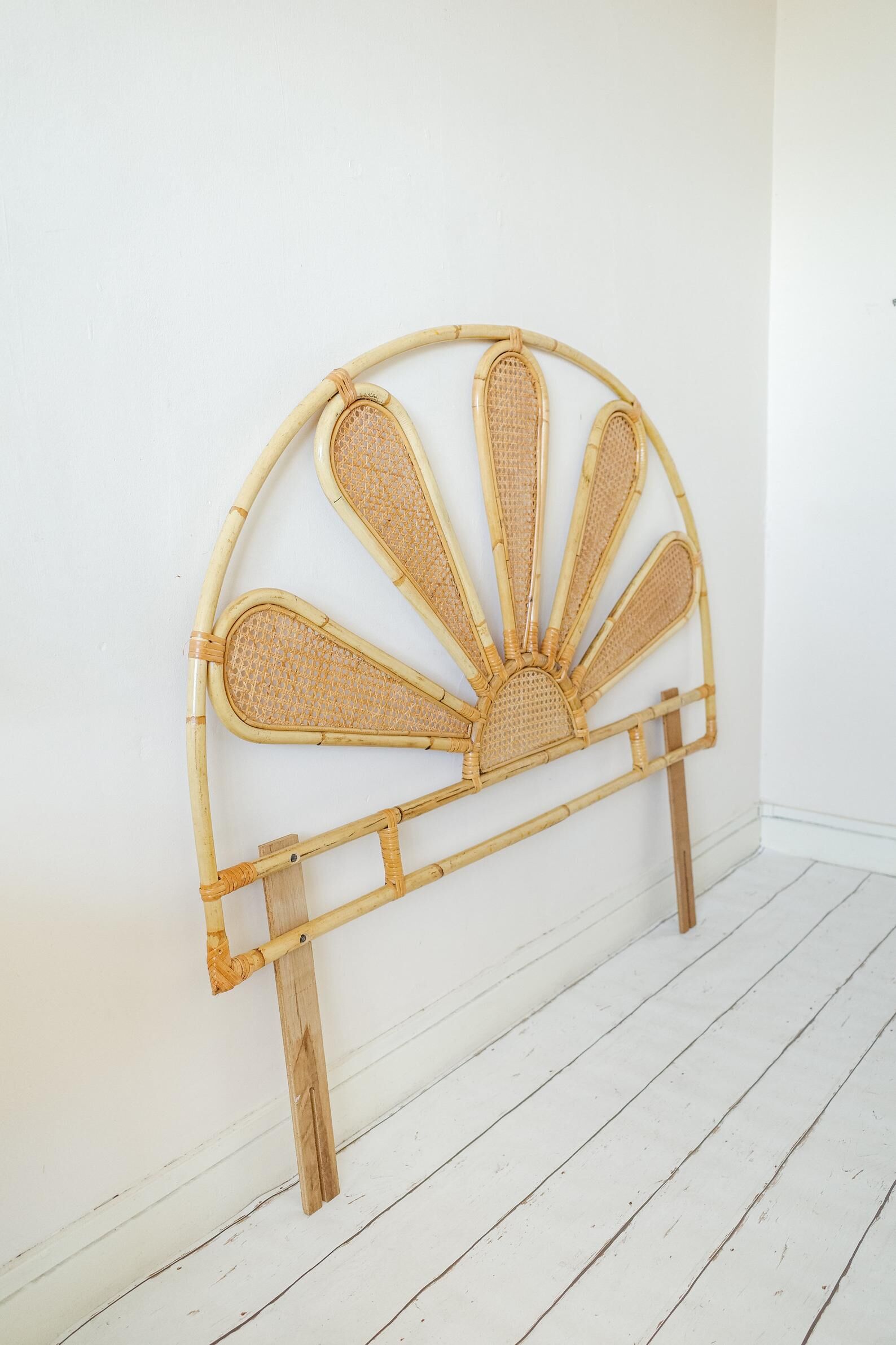 Rattan peacock headboard