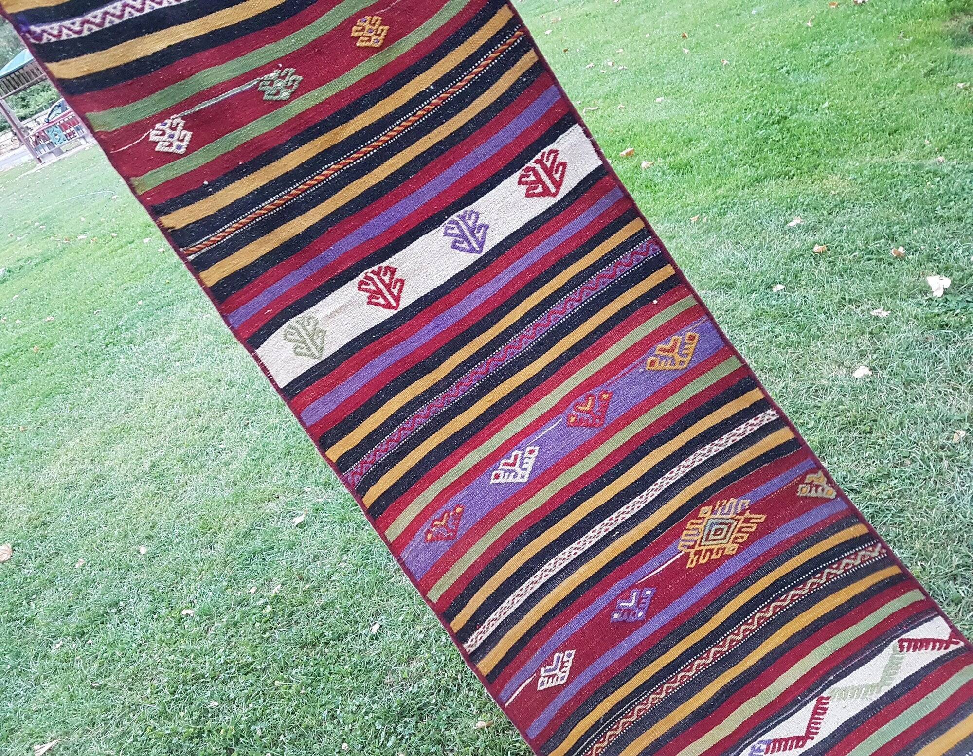 Vintage Turkish hallway rug 63x637 cm