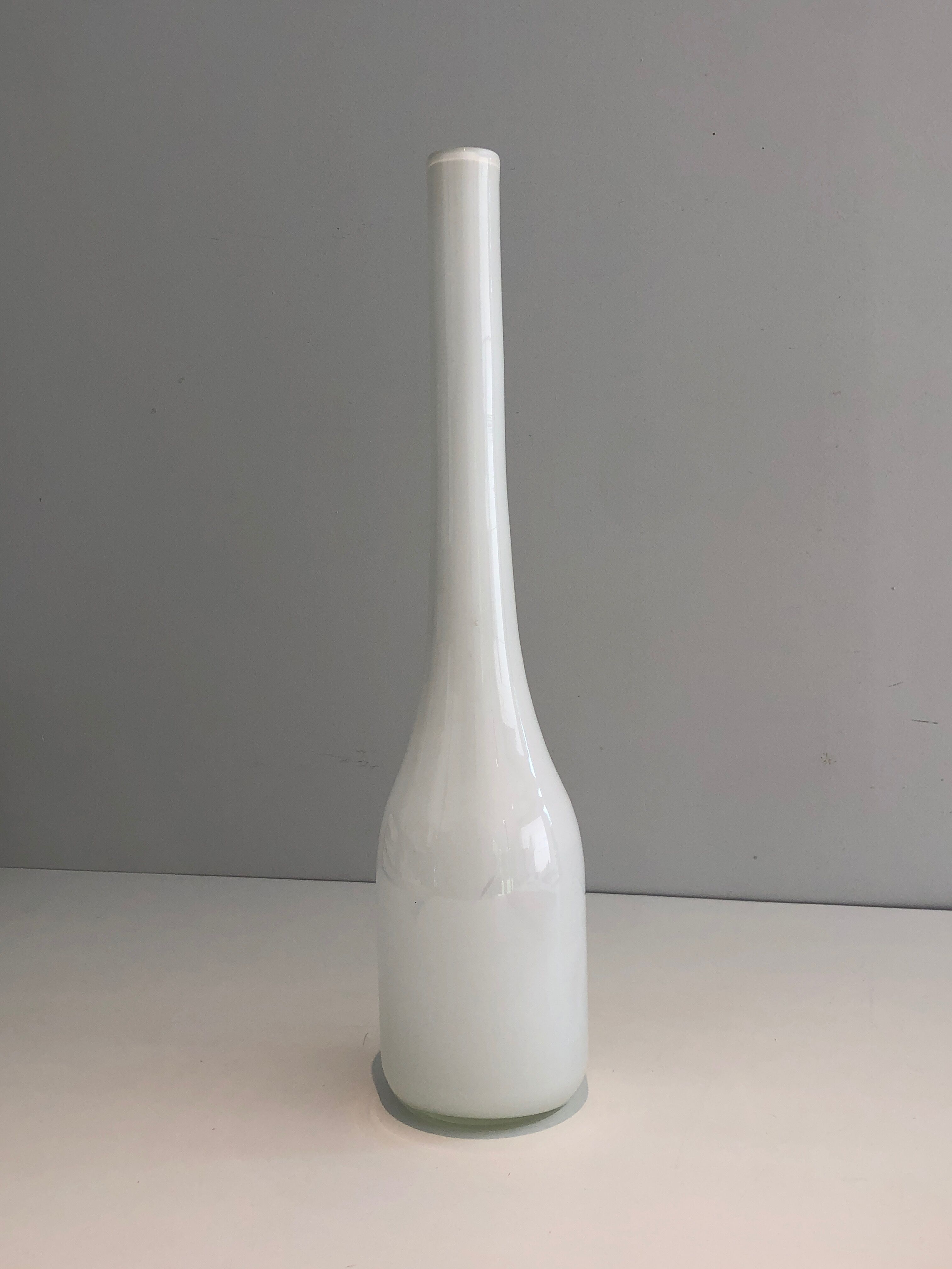 White opaline glass vase