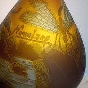 Homelamp "champignon" Polychrome glass, lake-themed decoration, dragonfly