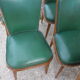 Série 6 chaises simili cuir vert 1950