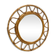 Rare miroir rond italien du milieu du siècle avec cadre en osier tressé en bambou double, 19