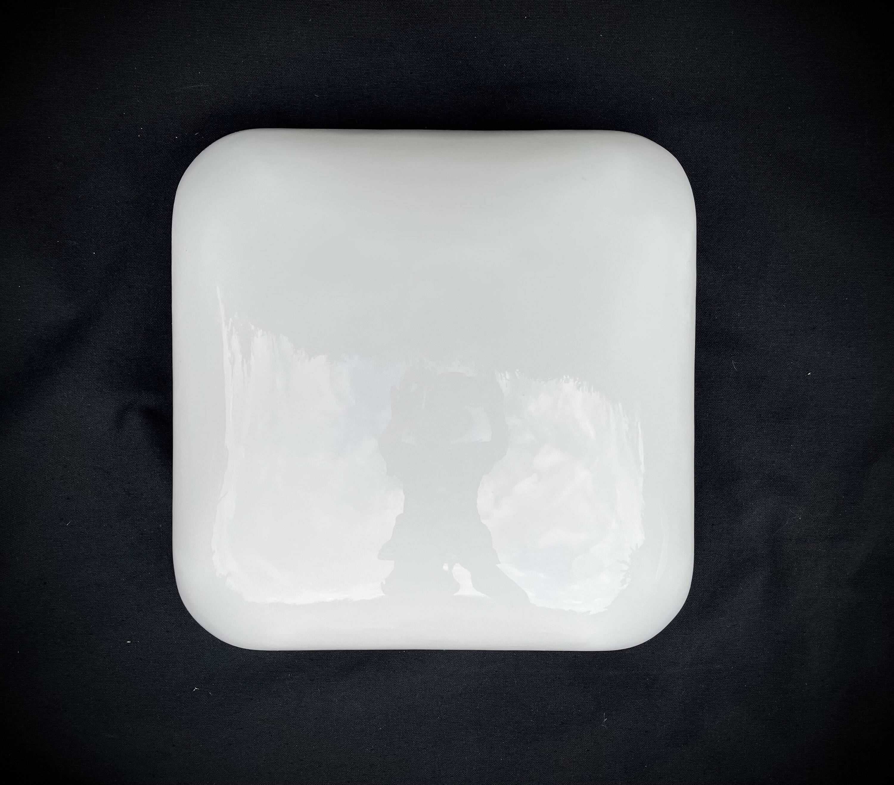 Grand plafonnier ou applique carré opaline verre de lait blanc