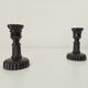 Pair of vintage 60s candlesticks in black opaline