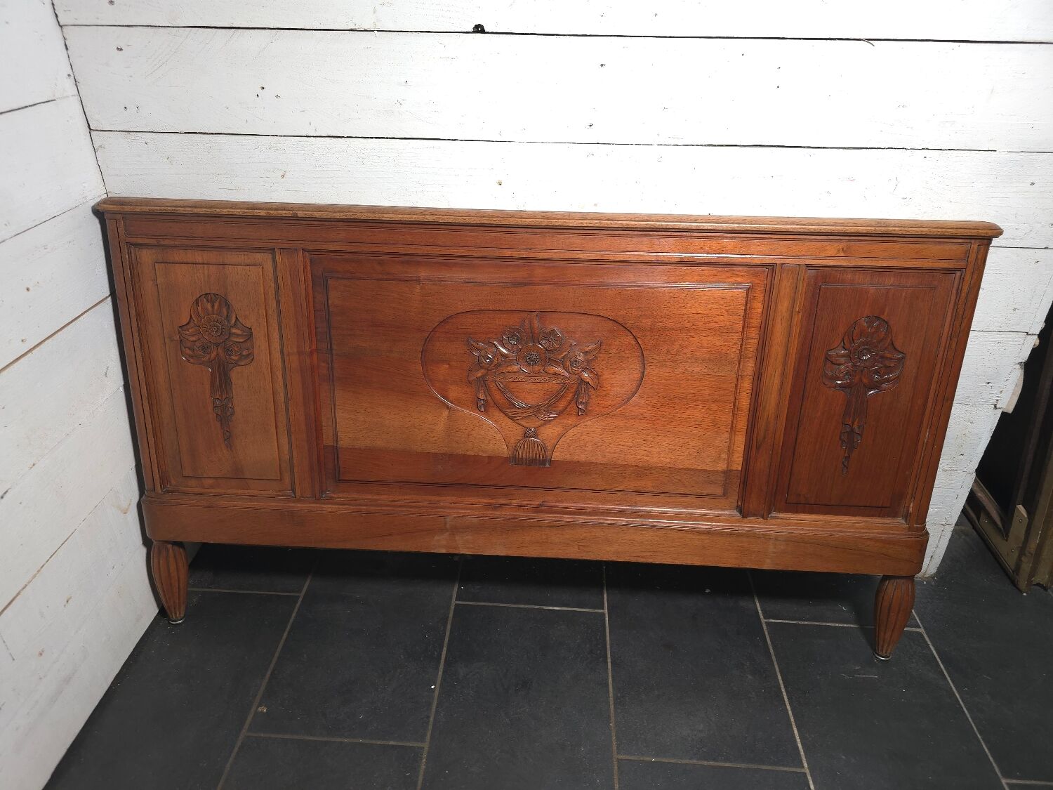 Art Deco walnut headboard