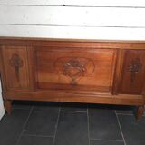 Art Deco walnut headboard