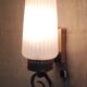 Modernist wall lights in brass and opaline - mid 20th century.