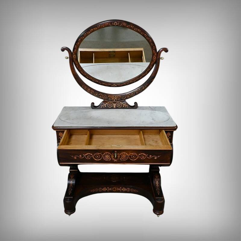 Coiffeuse en Palissandre et Marqueterie, époque Charles X – Début XIXe