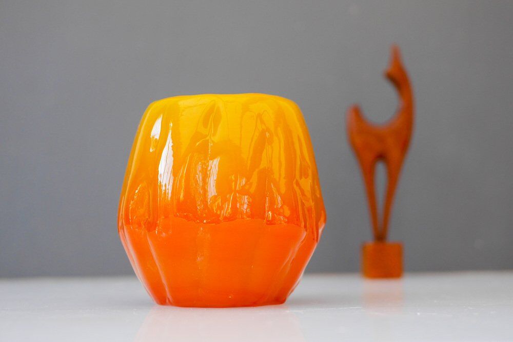 Art glass candleholder by Göte Augustsson Ruda Glasbruk