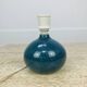 Blue ceramic ball lamp with wool lampshade, vintage