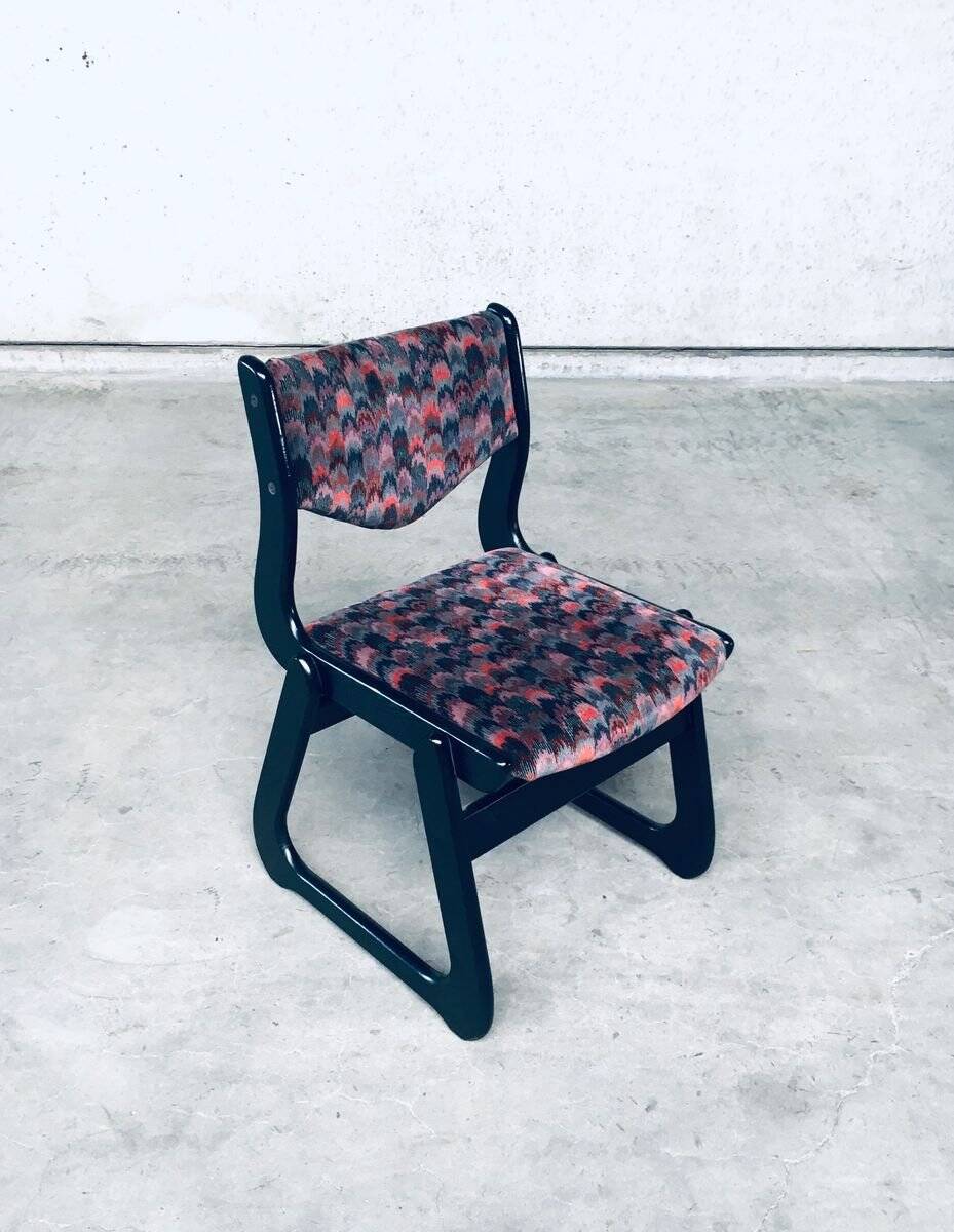 Mid-Century Modern Black Stained Wood Dining Chairs, 1970s, Set of 4