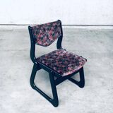 Mid-Century Modern Black Stained Wood Dining Chairs, 1970s, Set of 4