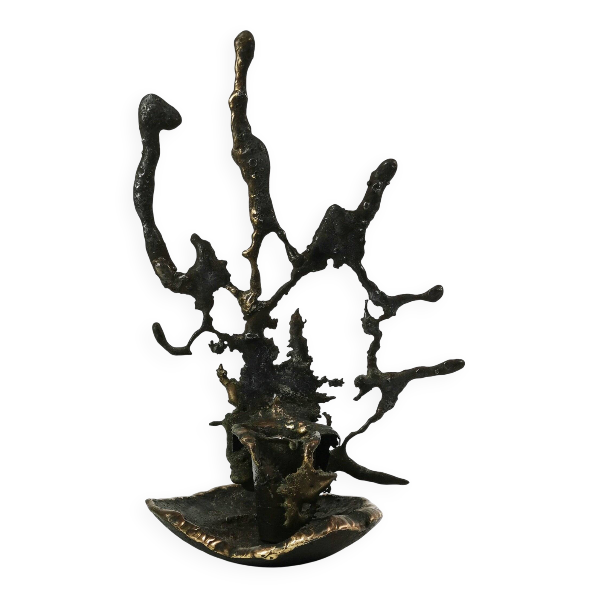 Brutalist cast iron candlestick, Belgium, 1960s.