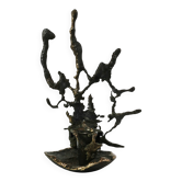 Brutalist cast iron candlestick, Belgium, 1960s.