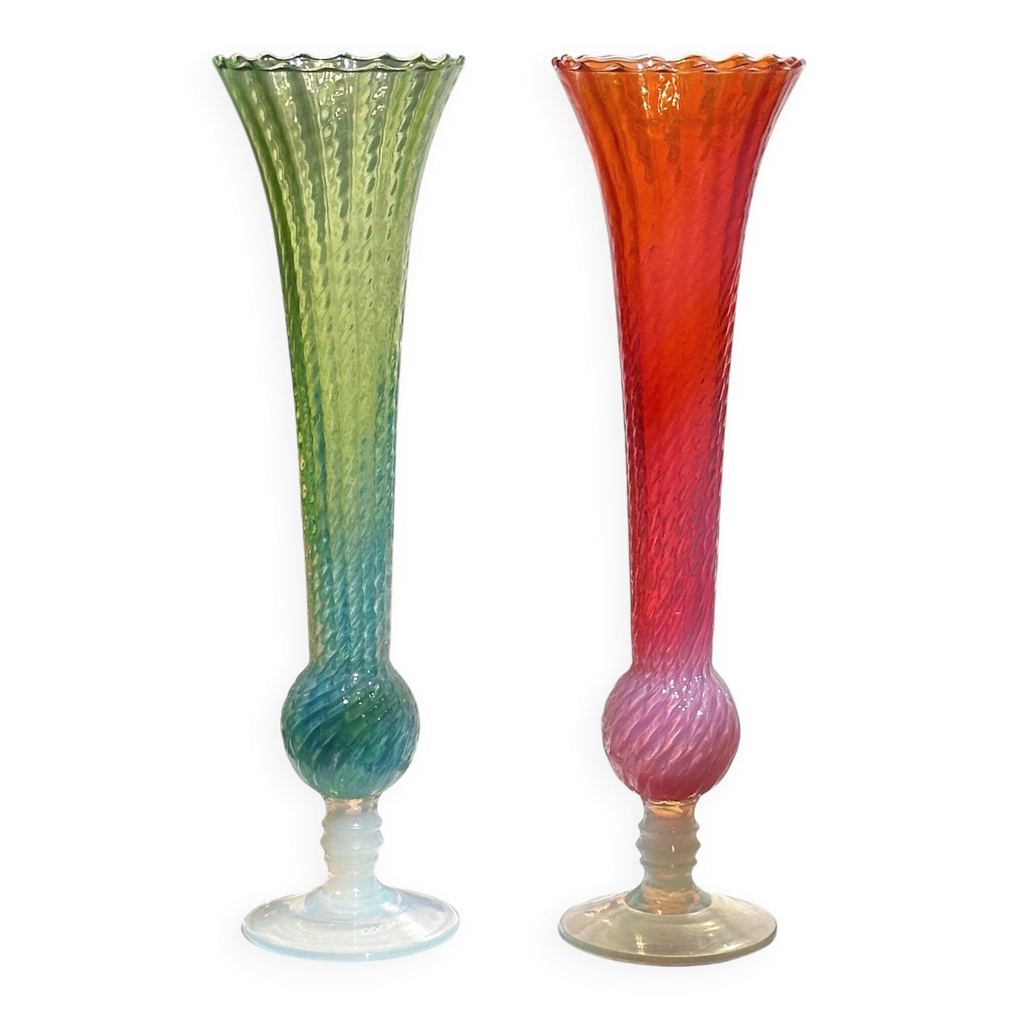 Lot de 2 vases irisés italiens MCM