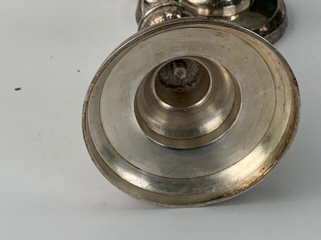 Pair of vintage silver metal candlesticks