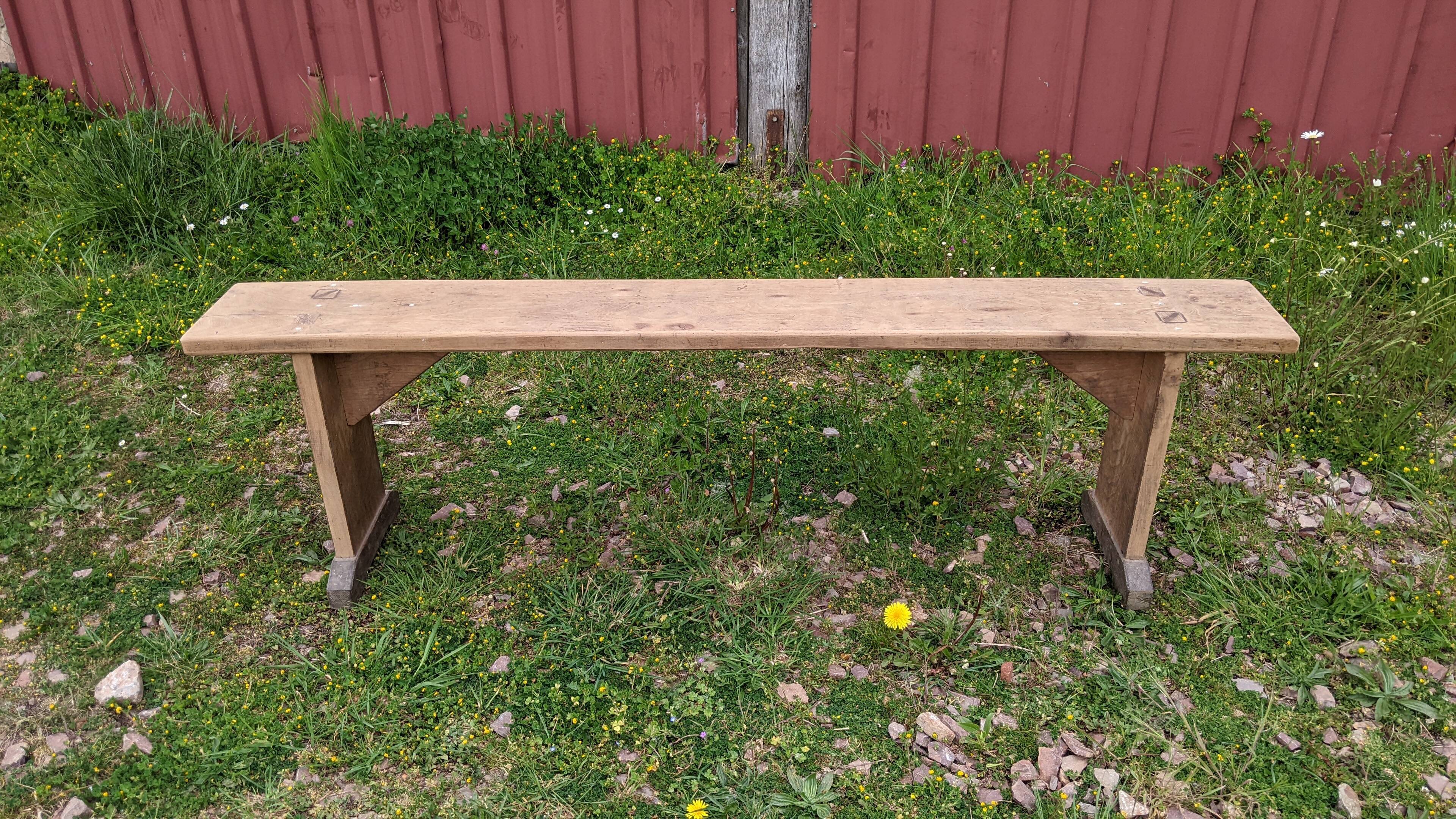 Old farm bench in chene