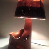 Ceramic lamp terracotta and lampshade wool 50/60