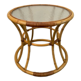 Vintage rattan side table in the 70s