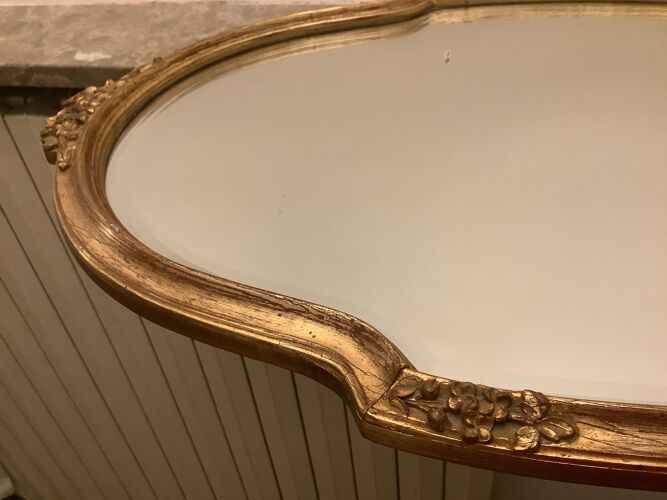Miroir doré glace biseautée, 66x43 cm