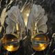 Pair of frosted leaf sconces, Murano glass, Italy, 1970