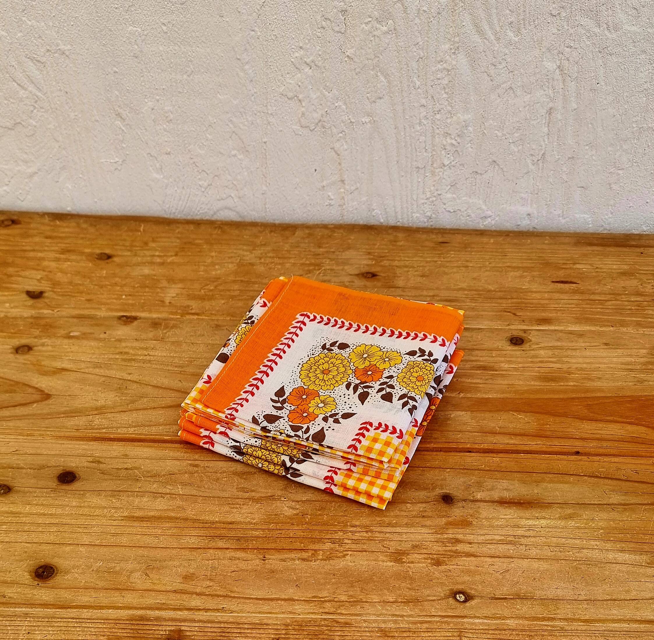 Set of 5 vintage orange napkins