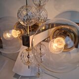 Applique murale tchèque en laiton et verre du milieu du siècle, par Kamenický Šenov, années 1970