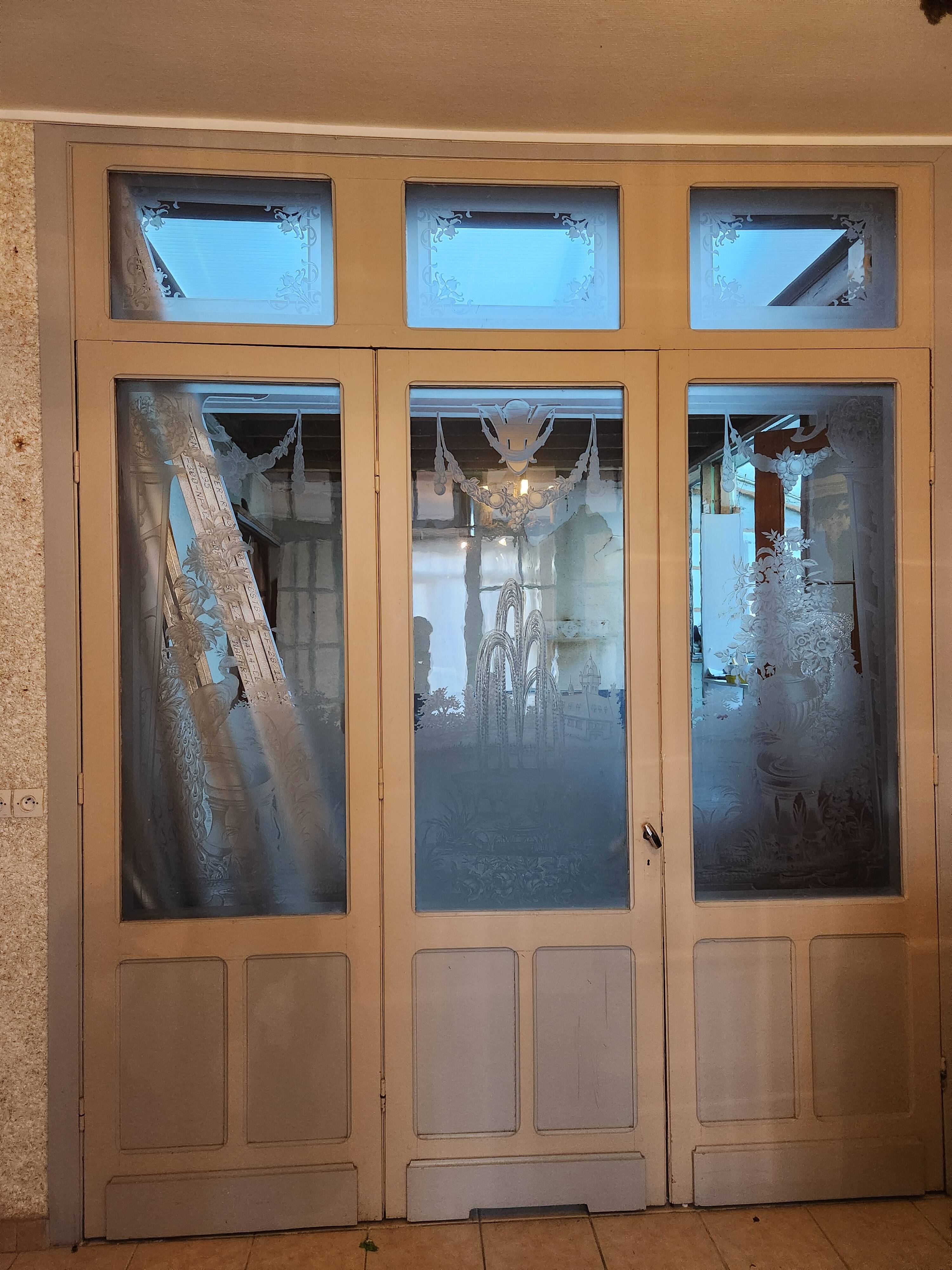 3 glass partition doors with screen printing