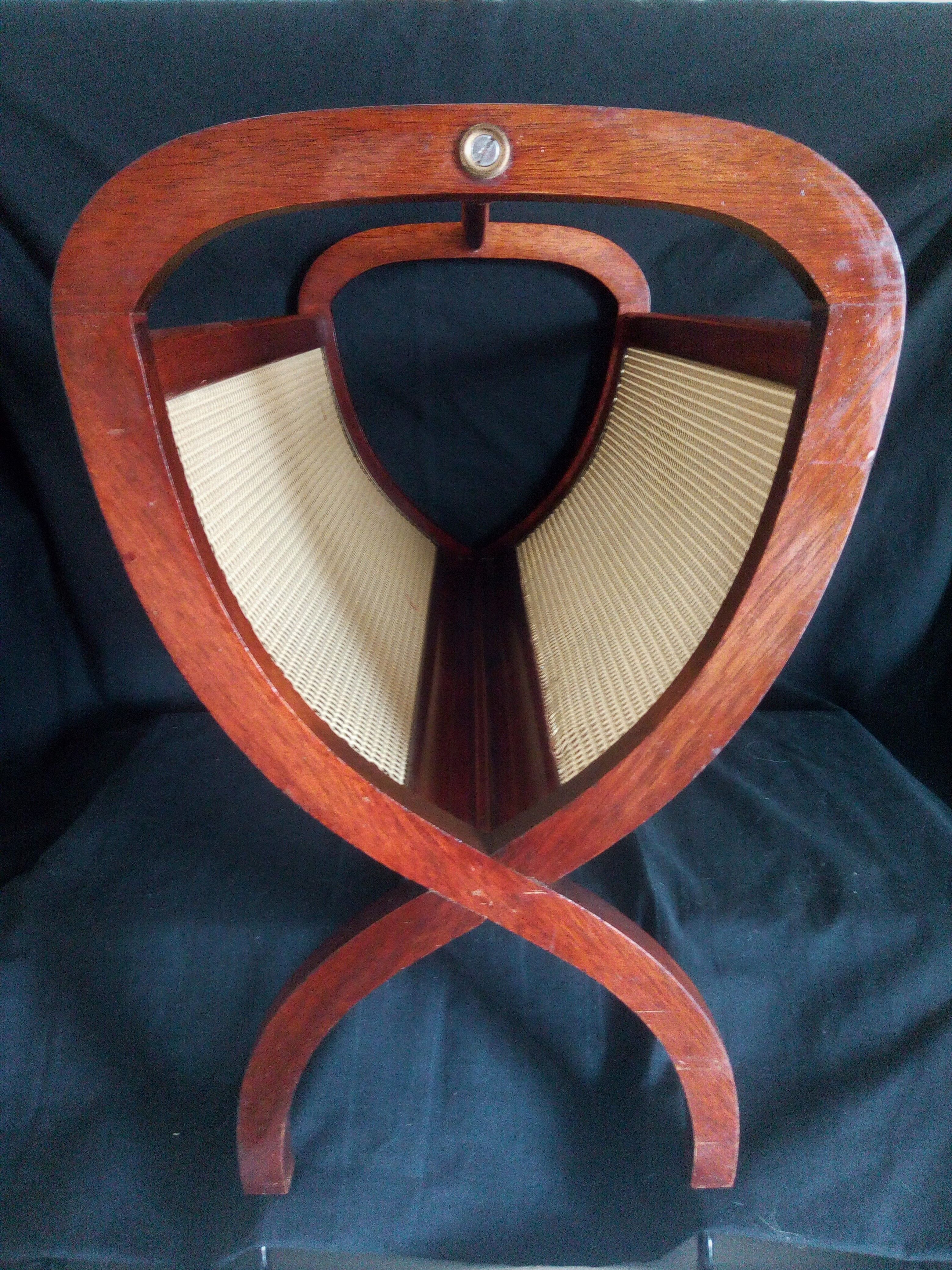Art Deco wooden magazine door, brass interior