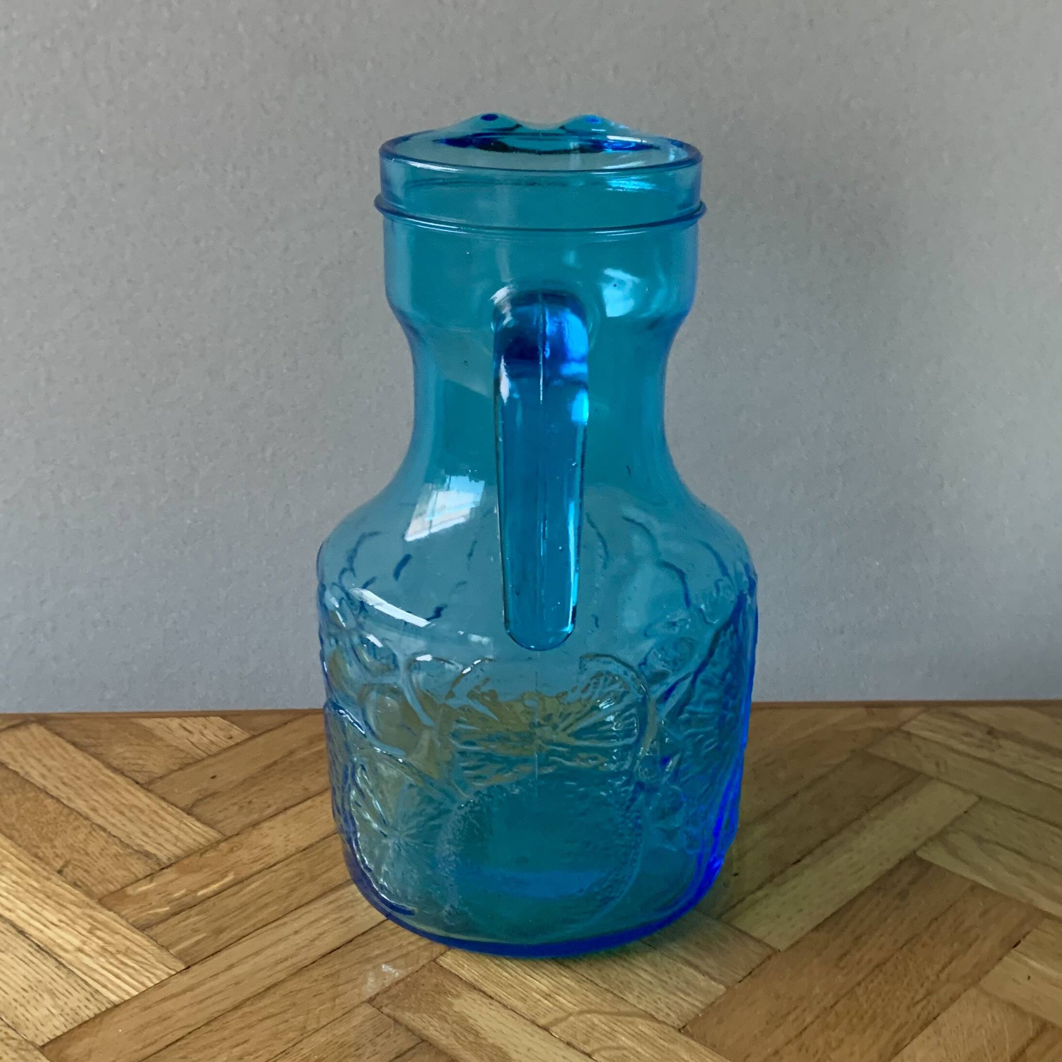 Vintage lemonade service in blue glass - Vemam - made in Italy