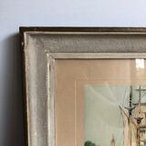 Framed engraving port landscape