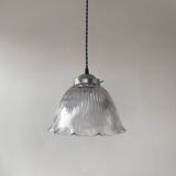 Old holophane glass pendant light 25.5 cm vintage