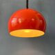 Large vintage red metal pendant light in Space Age style