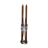 Wooden skis and vintage bamboo sticks