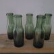 Lot of 5 vintage green bubble glass bottles (1950-1970)