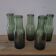 Lot of 5 vintage green bubble glass bottles (1950-1970)