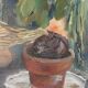 Vintage 70s still life painting with onion