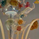 Venetian chandelier in multi-colored Murano glass, 11 light arms on two levels circa 1880