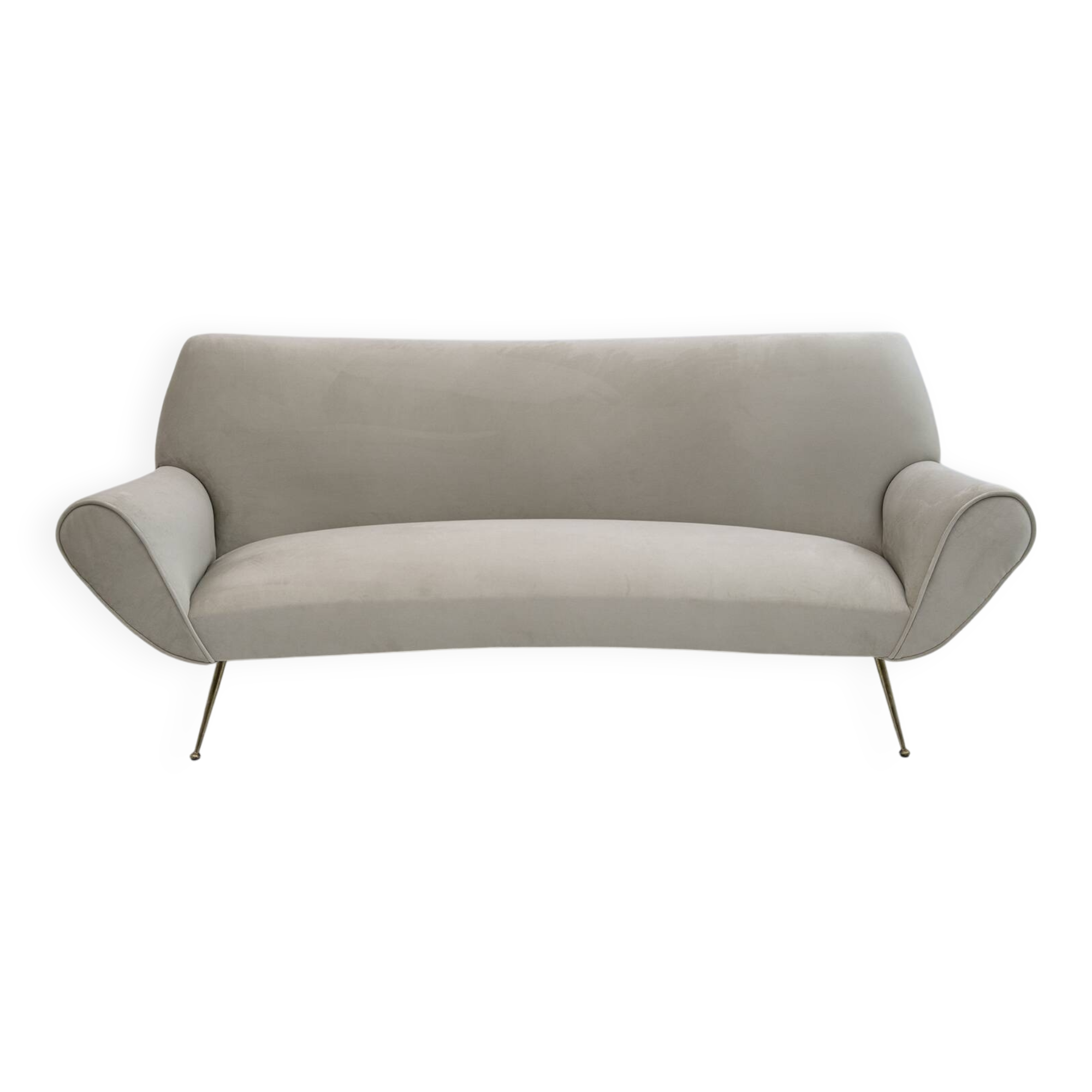 Gigi Radice Mid-Century Modern Italian Velvet Curved Sofa for Minotti, 1950