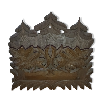 Mail rack carved wood black forest