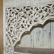 Large antique Anglo-Indian library in carved solid wood with original paint.