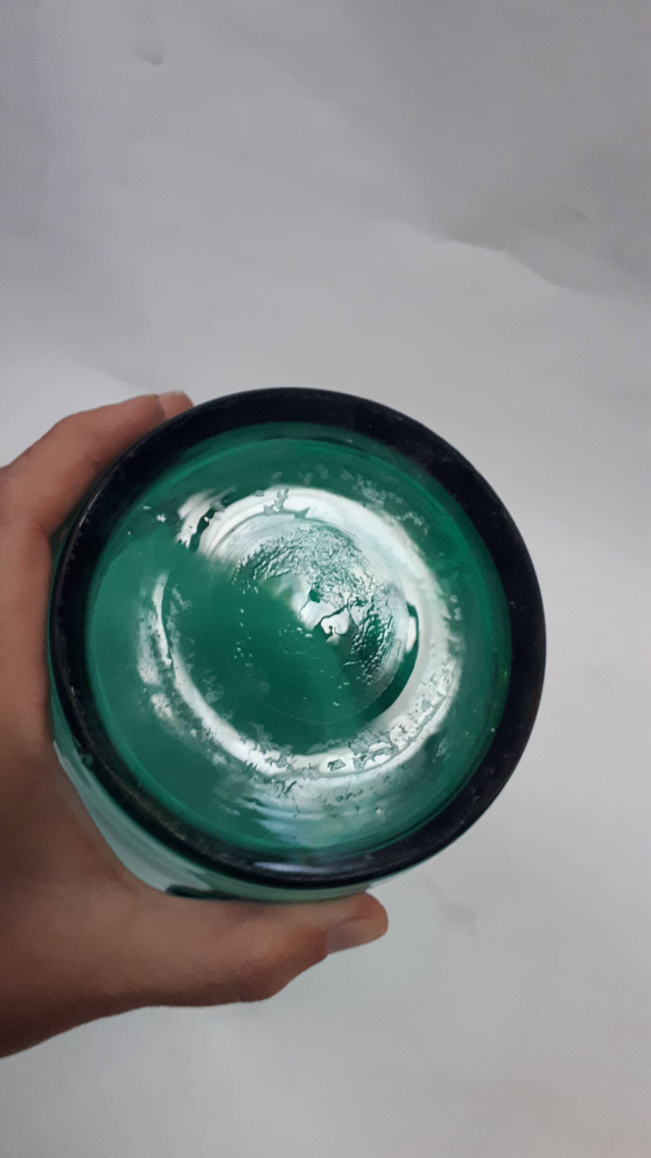 large vase glass vintage style Murano 1970 1980 green transparent relief decoration