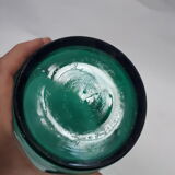 large vase glass vintage style Murano 1970 1980 green transparent relief decoration