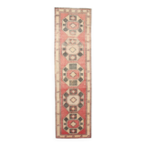 4x12 Coral Red & Beige Vintage Runner Rug,106x375 Cm