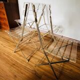 Set of 4 plexiglass folding chairs by Yonel Lebovici and Bernard Berthet 1970
