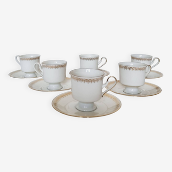 Service à café expresso composé de 6 tasses et assiettes en très fine porcelaine bavaroise "Royal Te