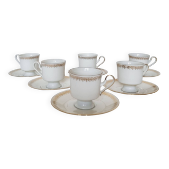 Service à café expresso composé de 6 tasses et assiettes en très fine porcelaine bavaroise "Royal Te