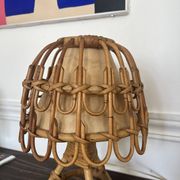 Mid-Century Rattan and Wicker Lamp by Louis Sognot, France, 1960s.